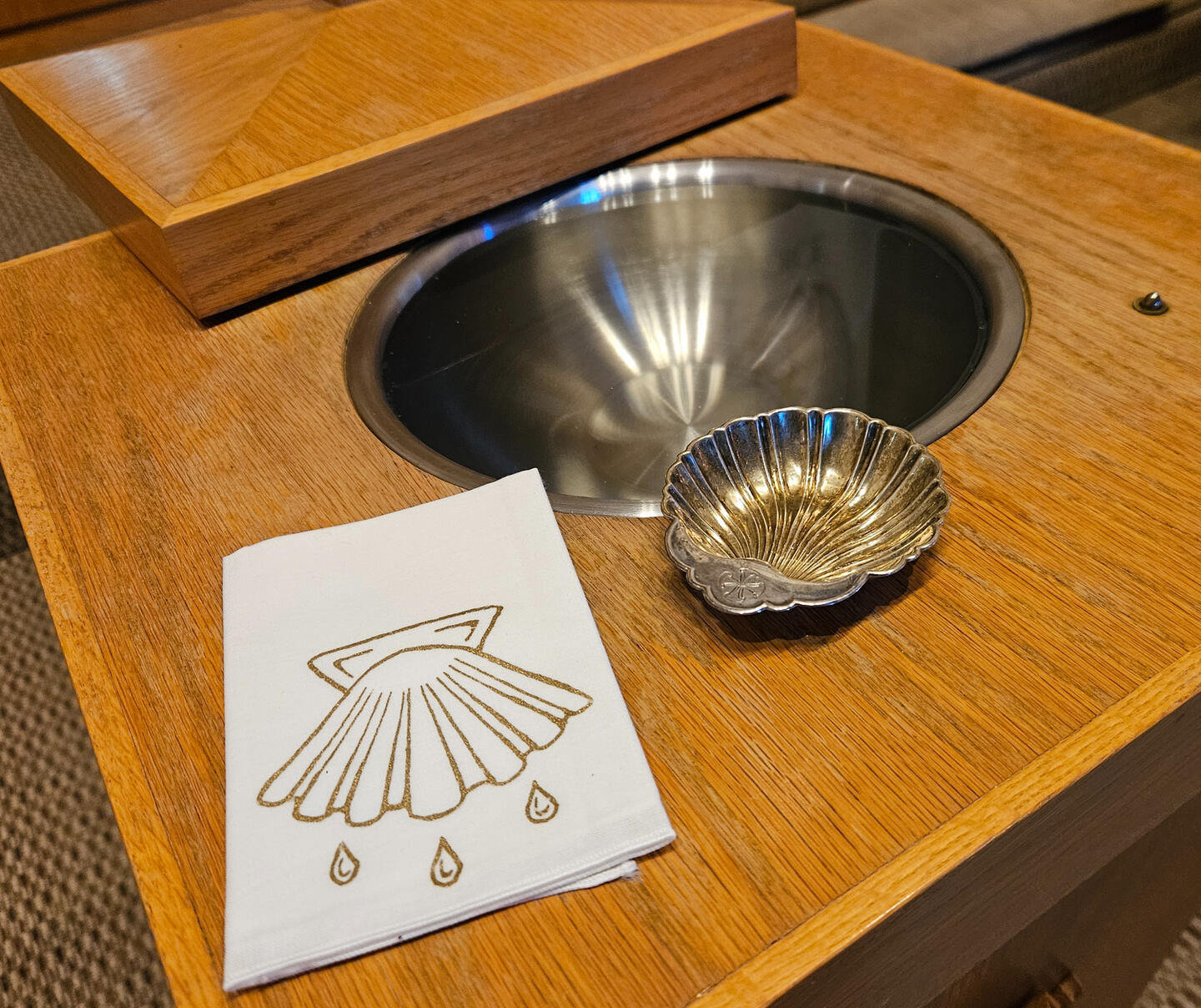 The baptismal font at Trinity Lutheran Church in Odebolt, Iowa.